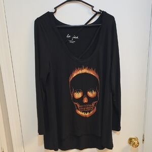 Torrid Love Sick 1x Black Long Sleeve Skull Graphic Top